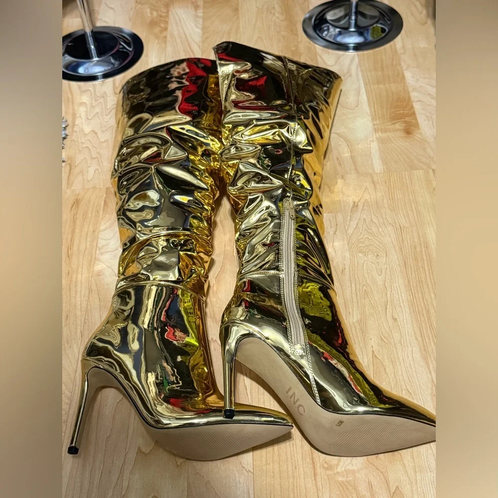 INC New without tag Gold High-Shine Women's Boots